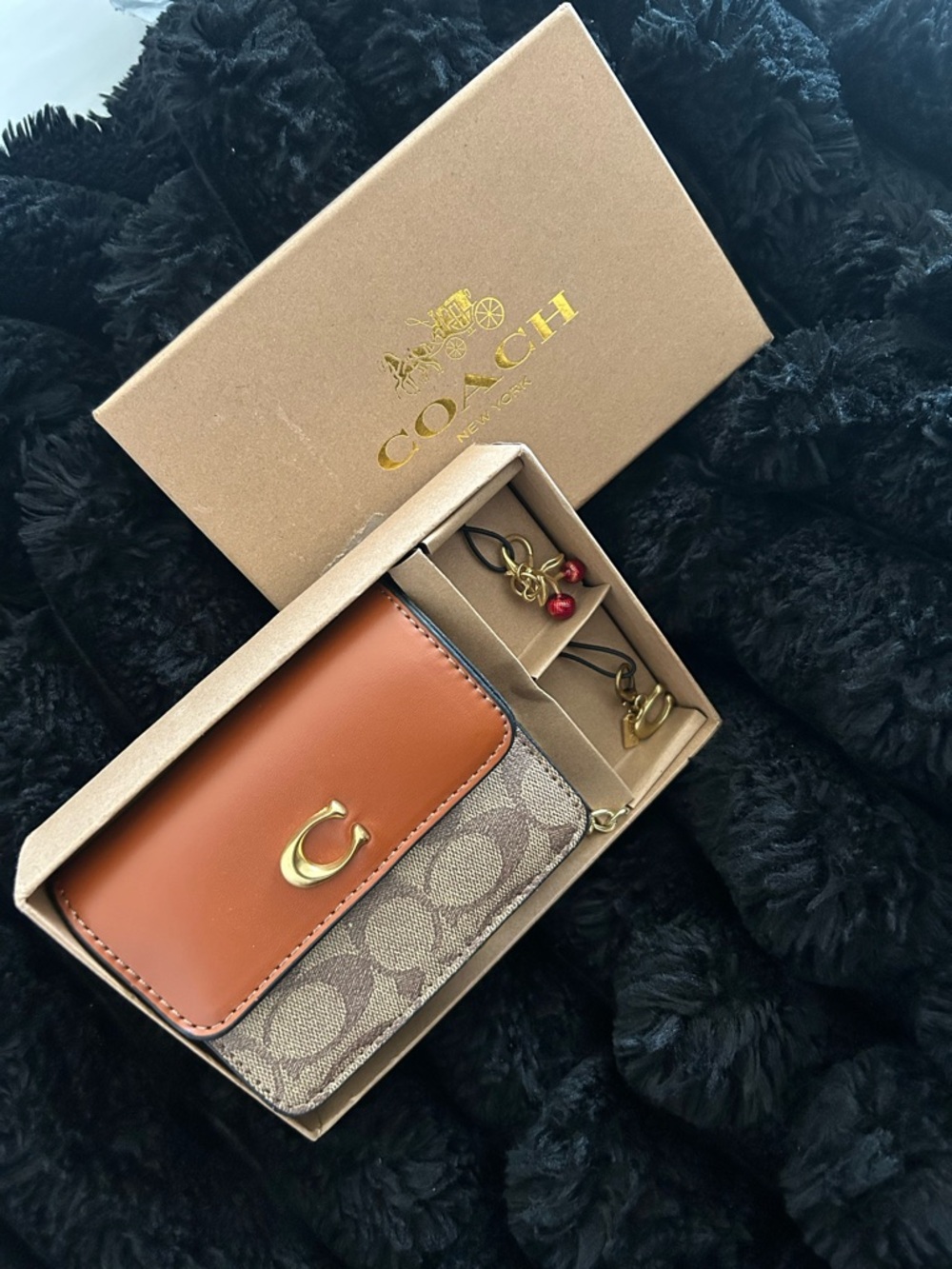 Coach Brown and Tan Signature Canvas Bag with Leather Flap